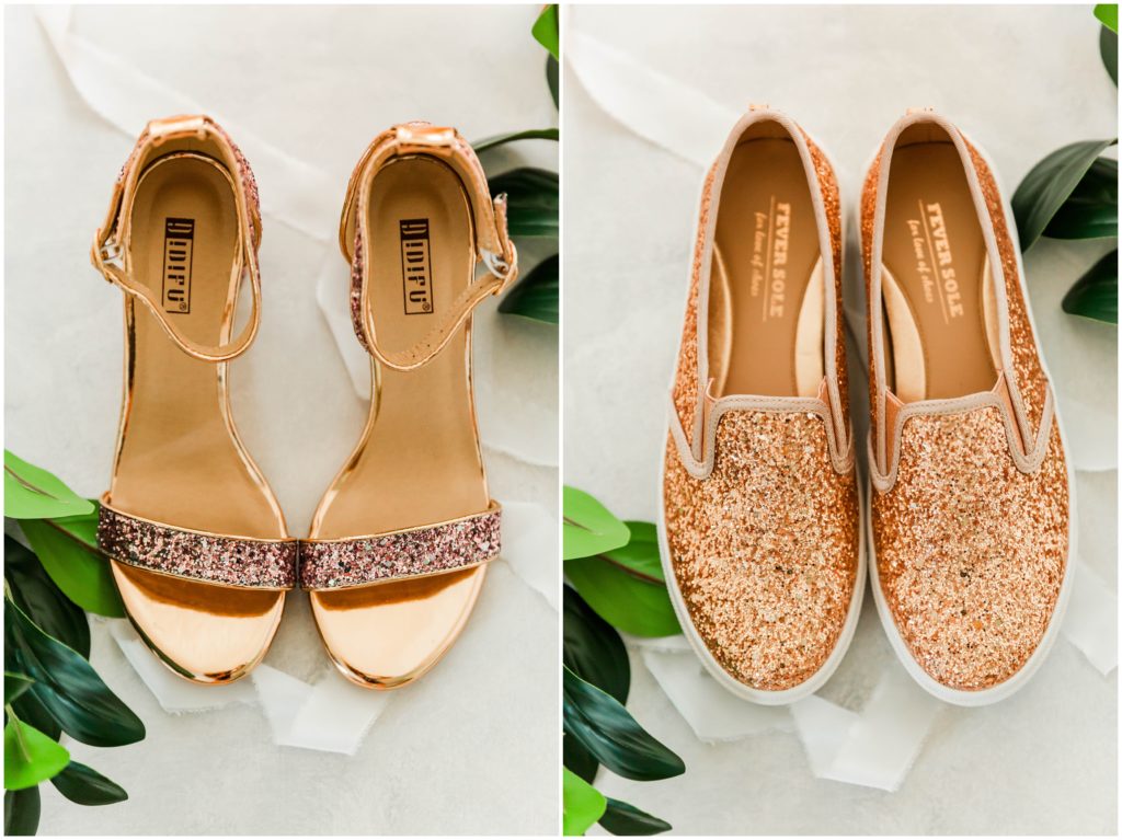 rose gold sparkly wedding shoes