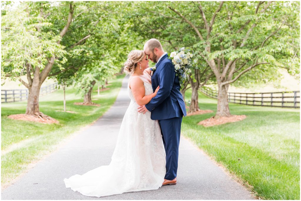 romantic bride and groom portraits at red august farm