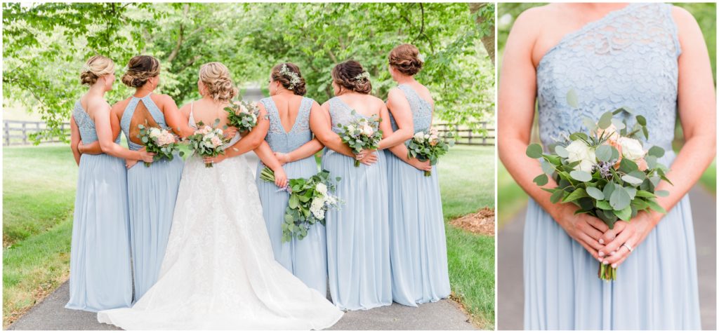 bridal party photos dusty blue dresses