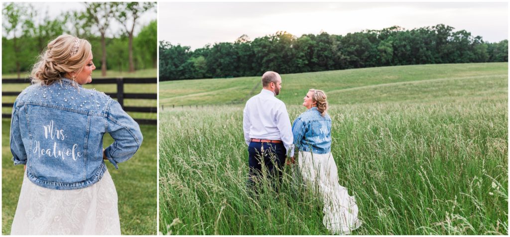 bride and groom portraits in tall grass